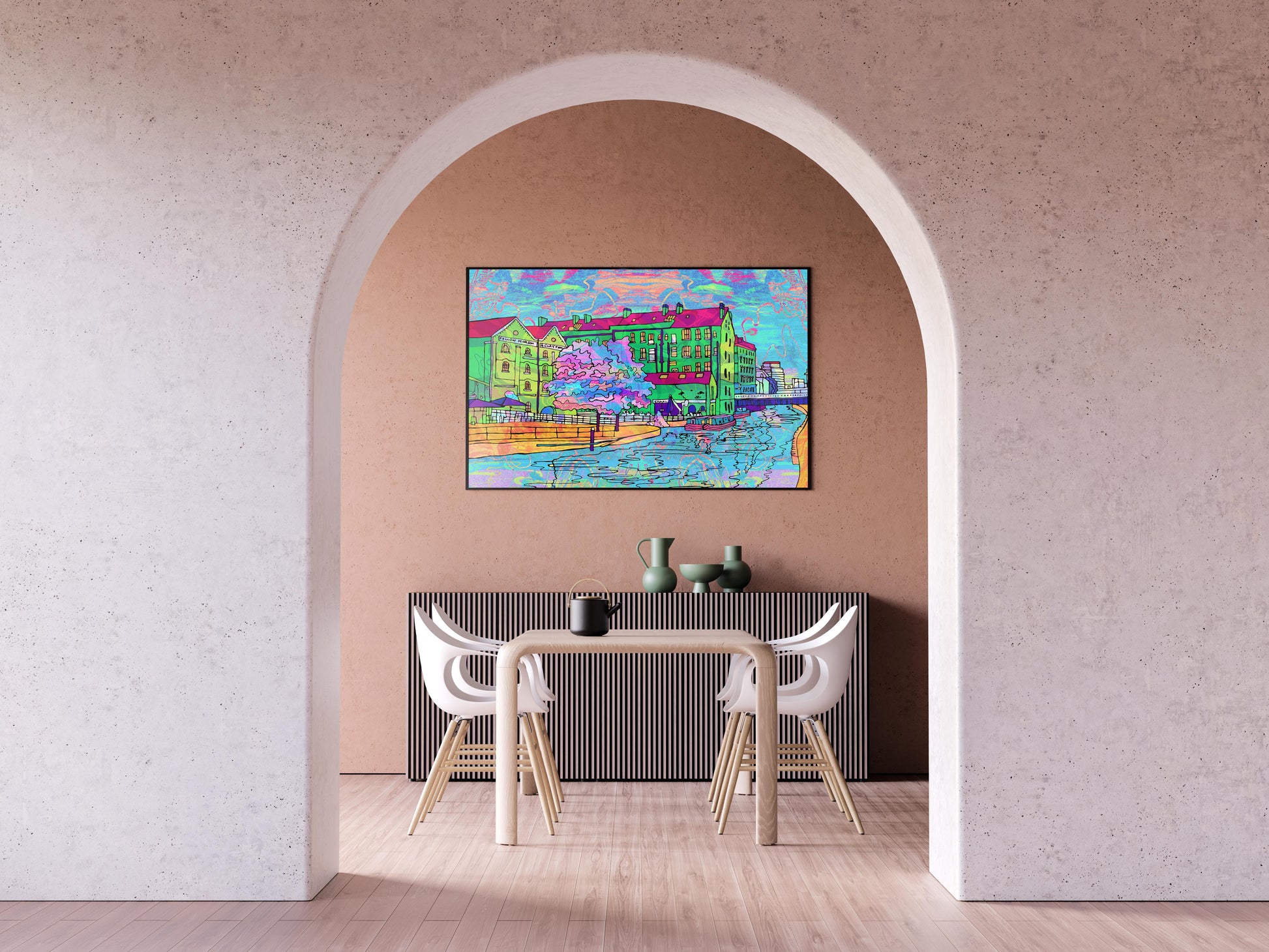 Nottingham Canal Waterfront Psychedelic Art Print image 1