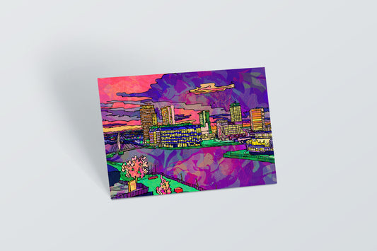 Salford Quays Media City Psychedelic Postcard image 0