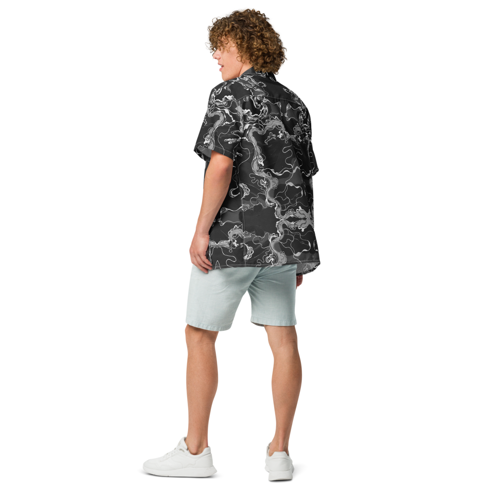 Black Marble Magic - Psychedelic Button-up Unisex Hawaiian Shirt  image 5