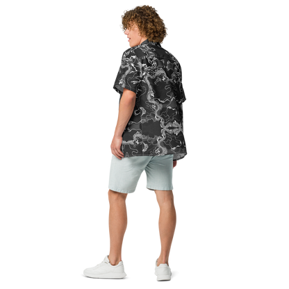 Black Marble Magic - Psychedelic Button-up Unisex Hawaiian Shirt  image 5