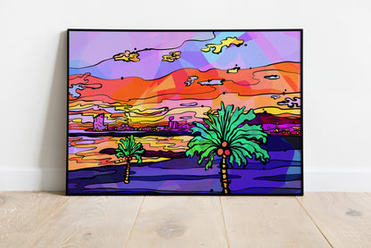 Barcelona Beach Psychedelic Art Print image 0
