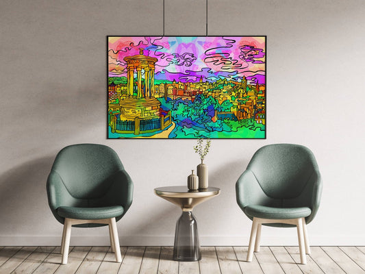 Edinburgh Calton Hill Psychedelic Art Print image 1