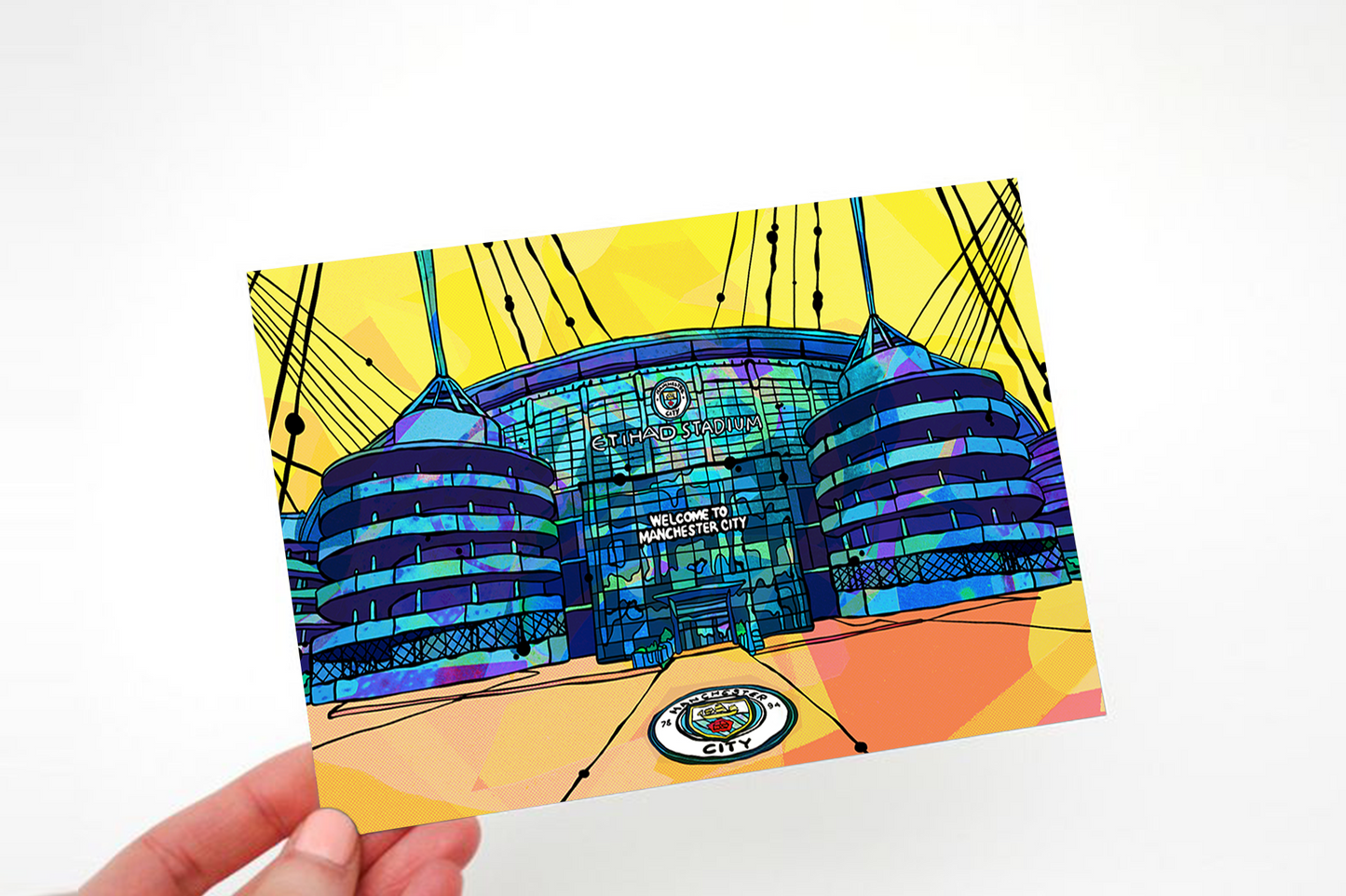 Etihad Football Stadium Psychedelic Postcard image 2