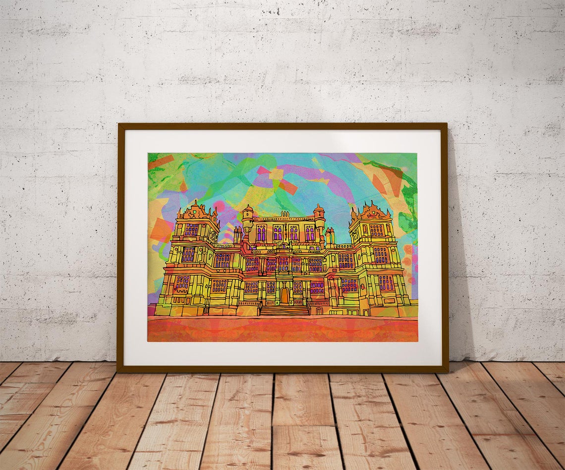 Wollaton Hall Psychedelic Art Print image 0