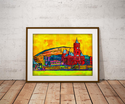 Cardiff City Psychedelic Art Print image 0