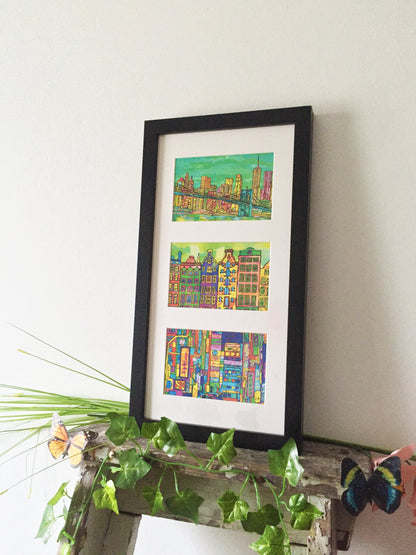 New York Psychedelic Postcard of Manhattan Brooklyn Bridge image 4