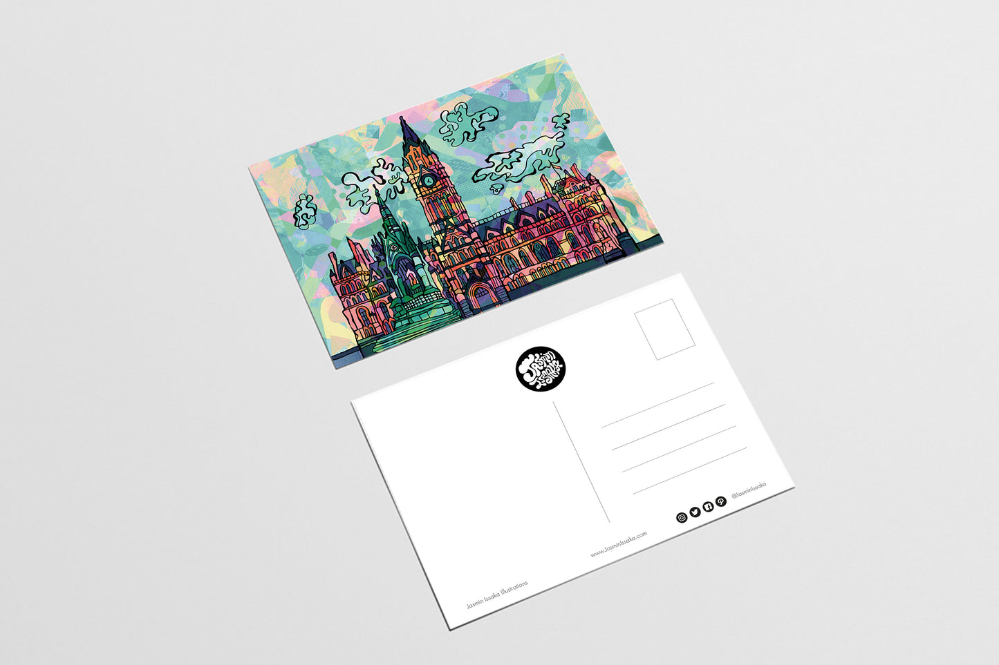 Manchester Town Hall Psychedelic Postcard image 2