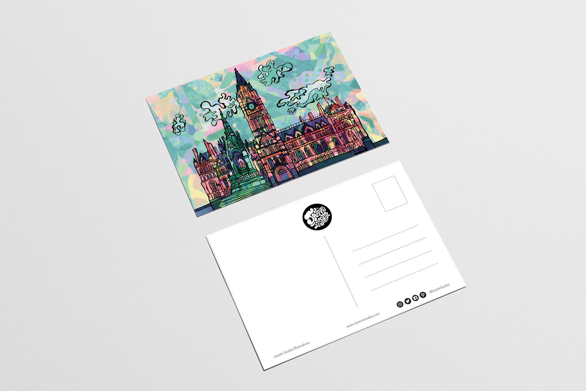 Manchester Town Hall Psychedelic Postcard image 2