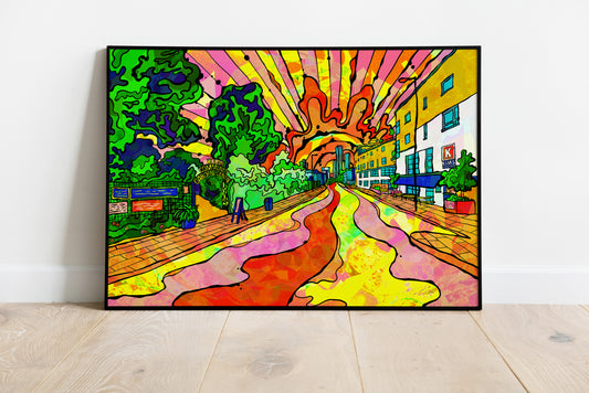 Hulme Sunset Psychedelic Art Print image 0