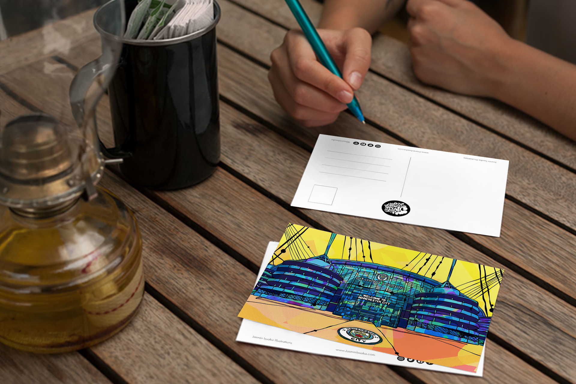 Etihad Football Stadium Psychedelic Postcard image 3