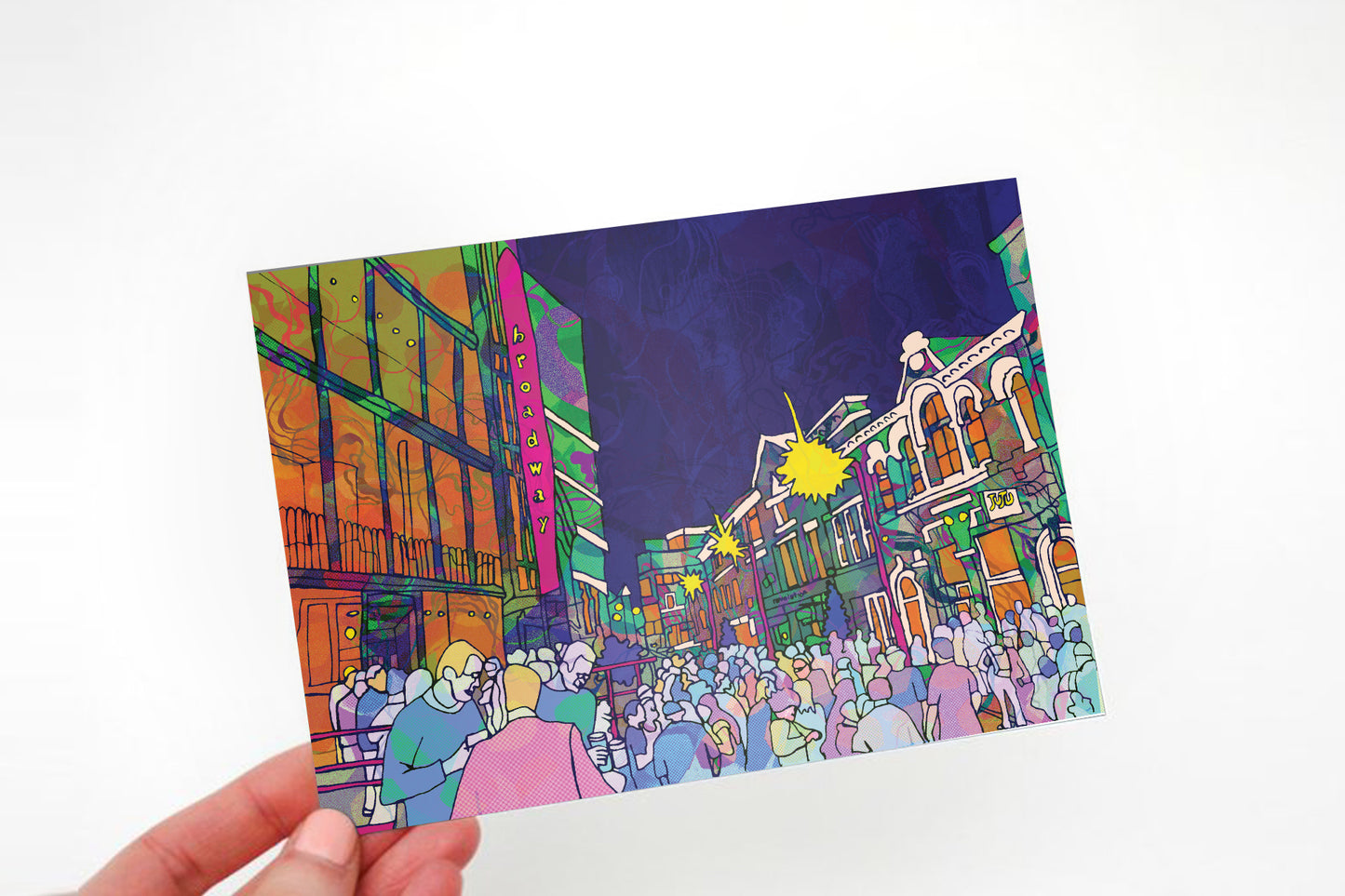 Nottingham Broadstreet Psychedelic Postcard image 1
