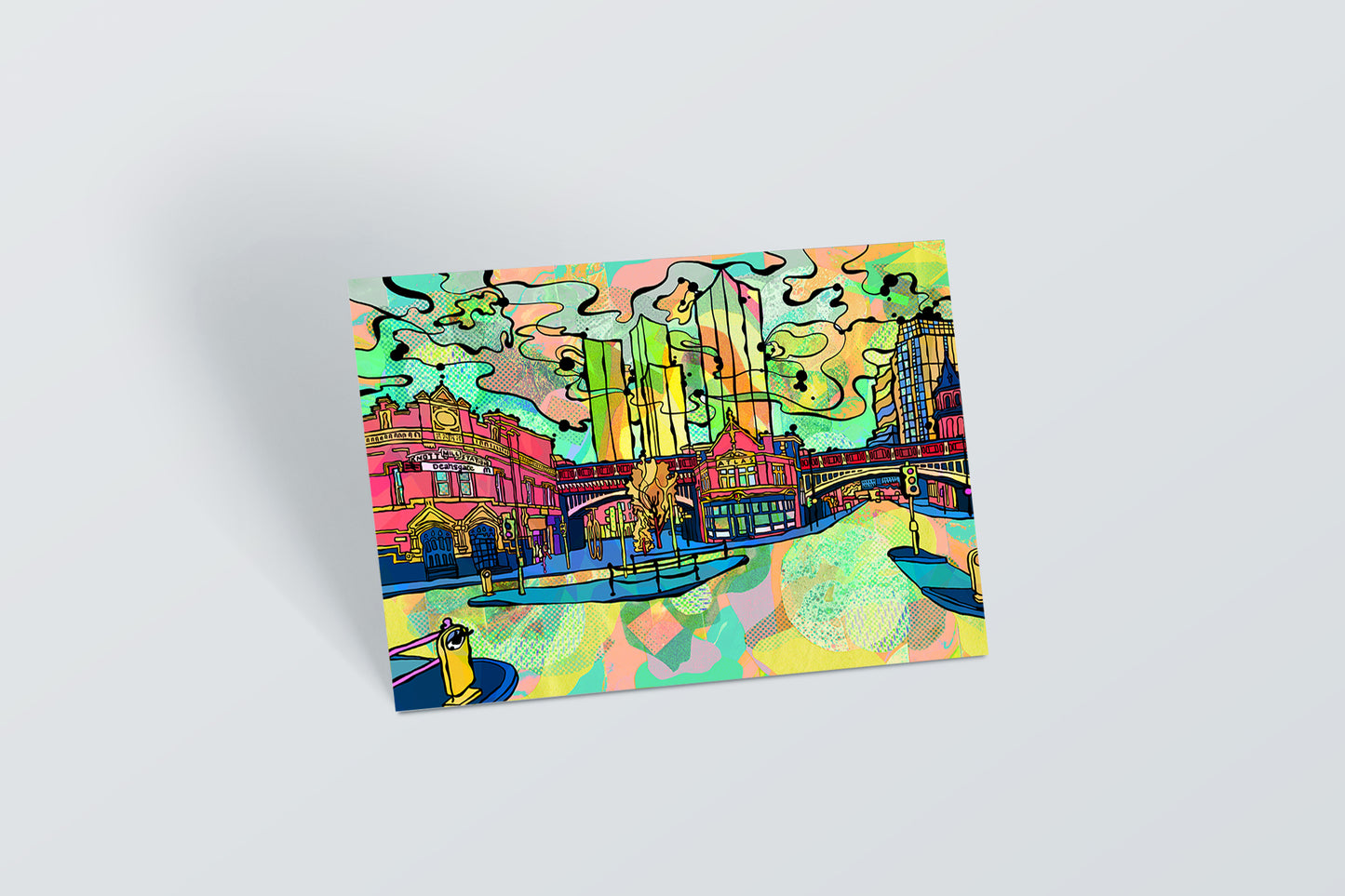 Manchester Deansgate Psychedelic Postcard image 0