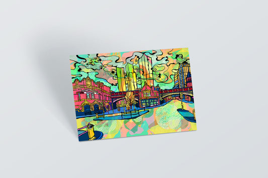 Manchester Deansgate Psychedelic Postcard image 0