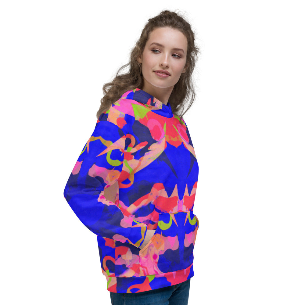 Psychedelic Unisex Hoodie - Flying Flamingos image 2