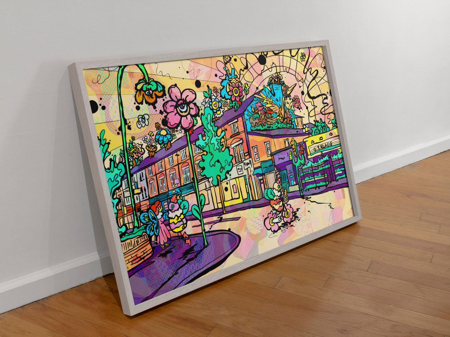 Psychedelic Bee Art Print – Burton Road, Didsbury Manchester | Colourful Pop Art image 4