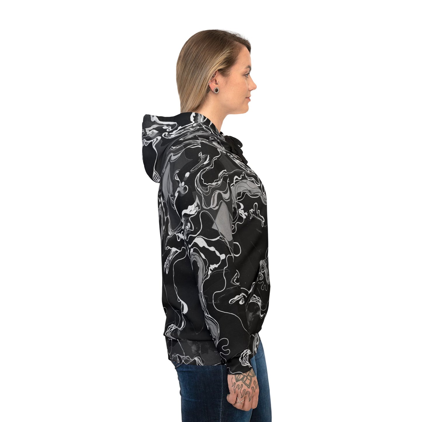 Black Marble Magic - UV Reactive Psychedelic Abstract Unisex Hoodie image 5