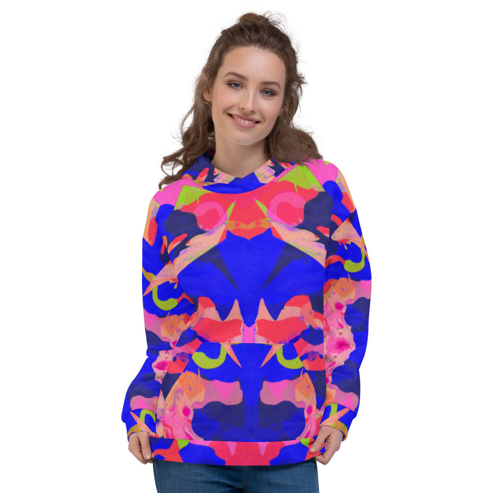 Psychedelic Unisex Hoodie - Flying Flamingos image 0