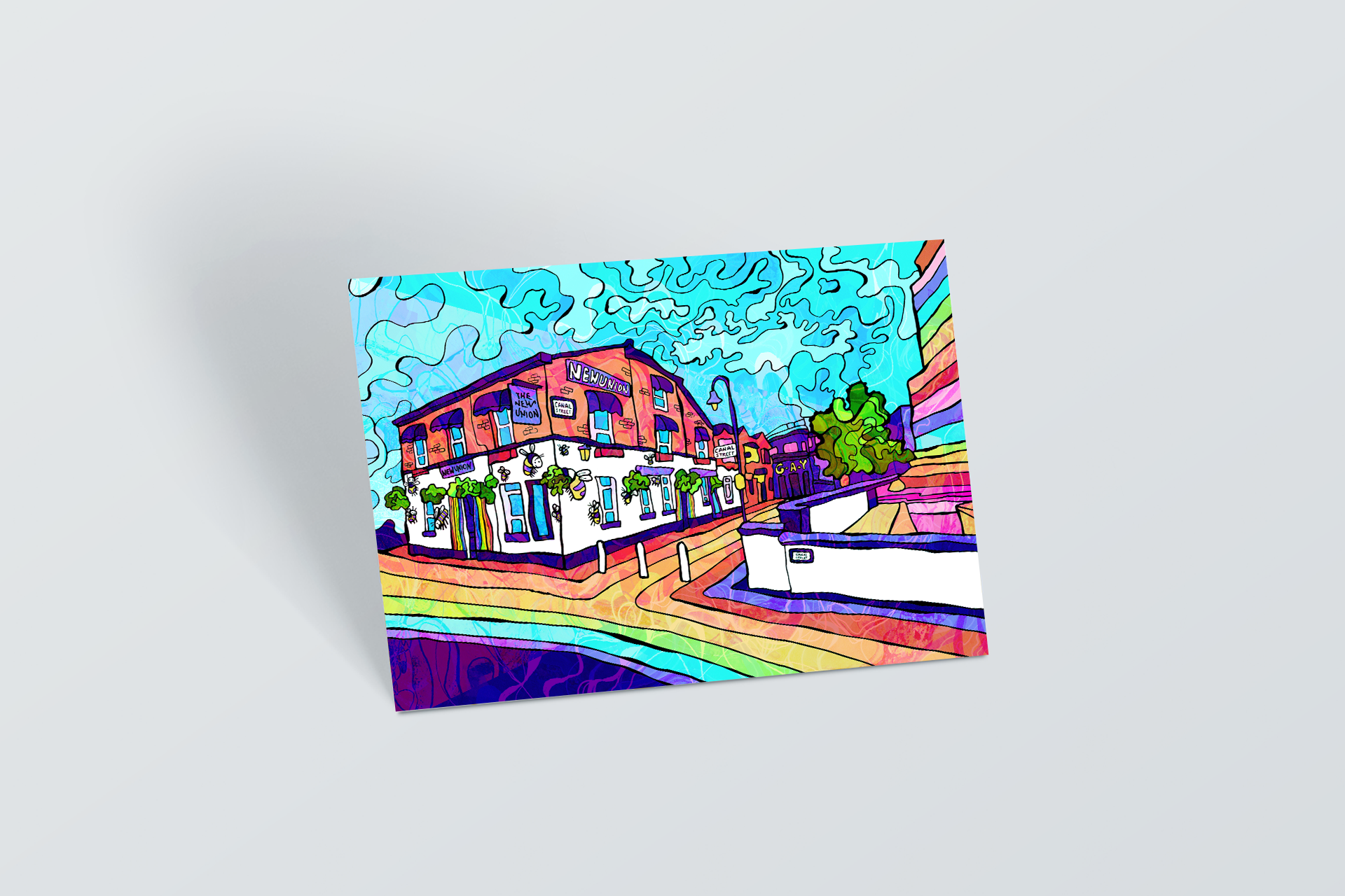 Manchester Gay Village Psychedelic Postcard image 0