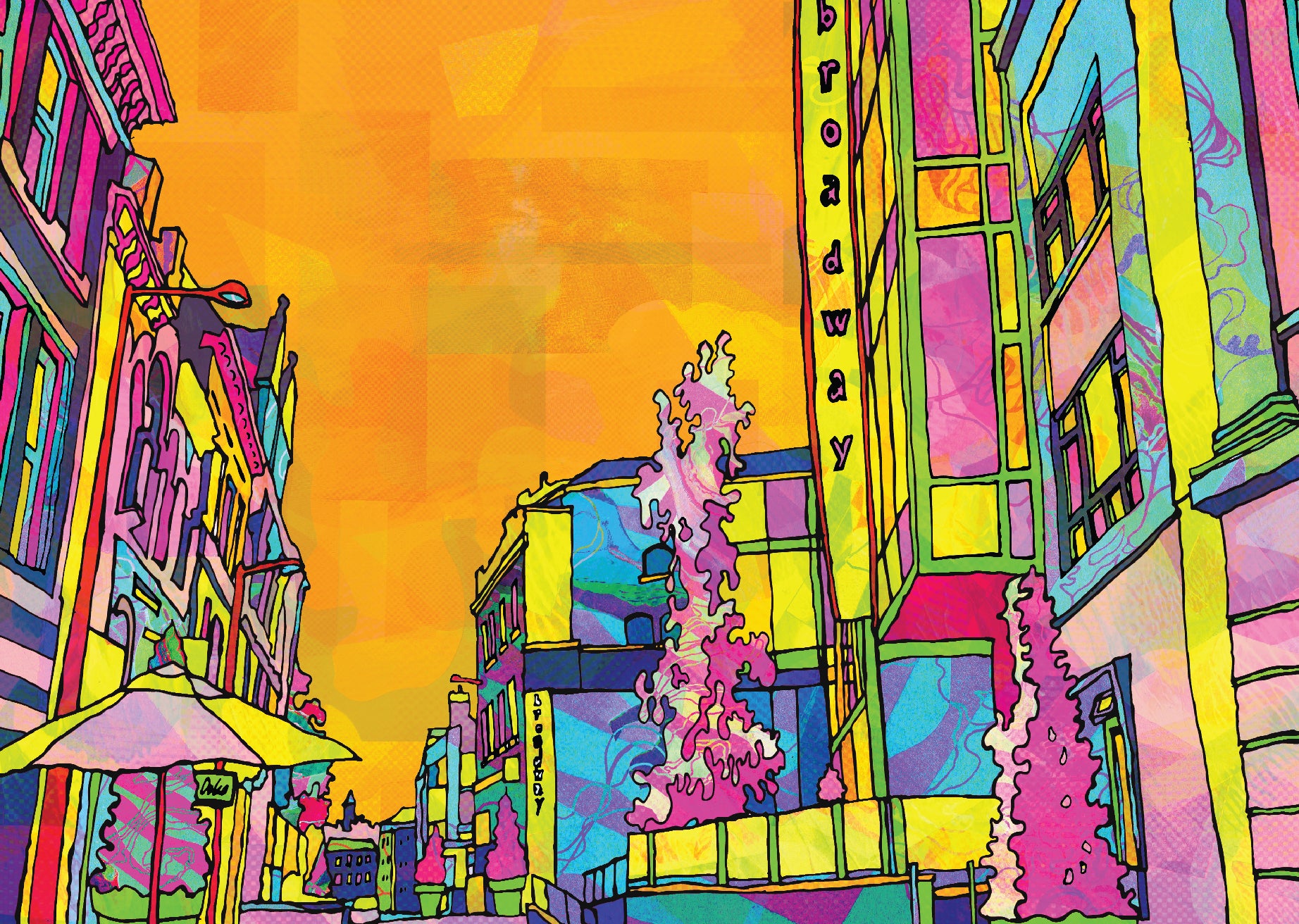 Hockley Street Psychedelic City Scene Art Print image 2