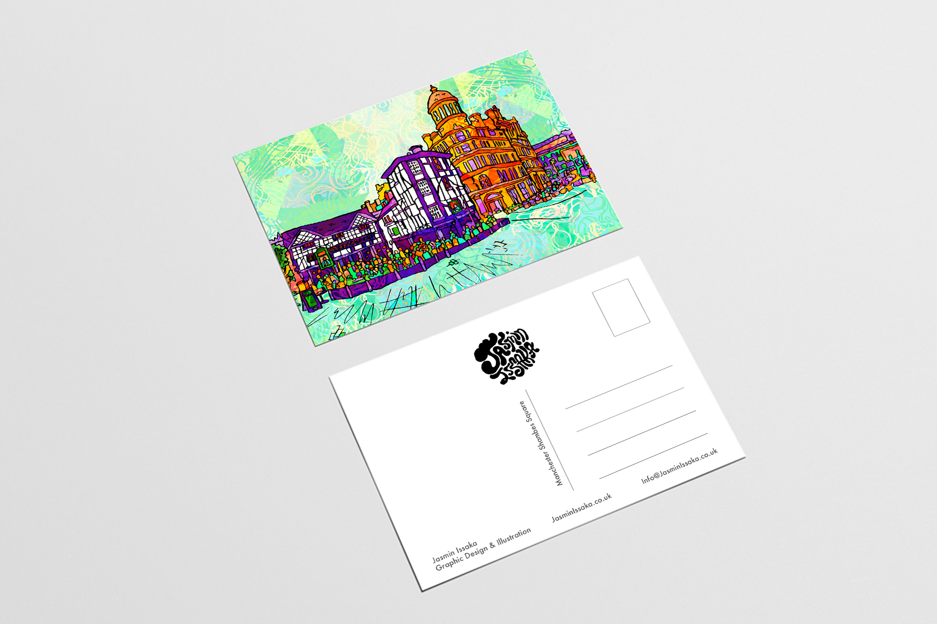 Manchester Shambles Square Psychedelic Postcard image 1