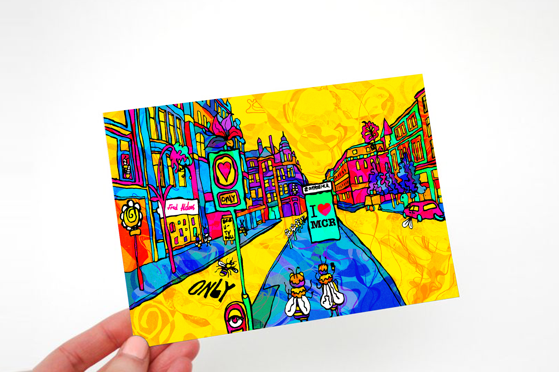 Manchester Northern Quarter Psychedelic Postcard image 0