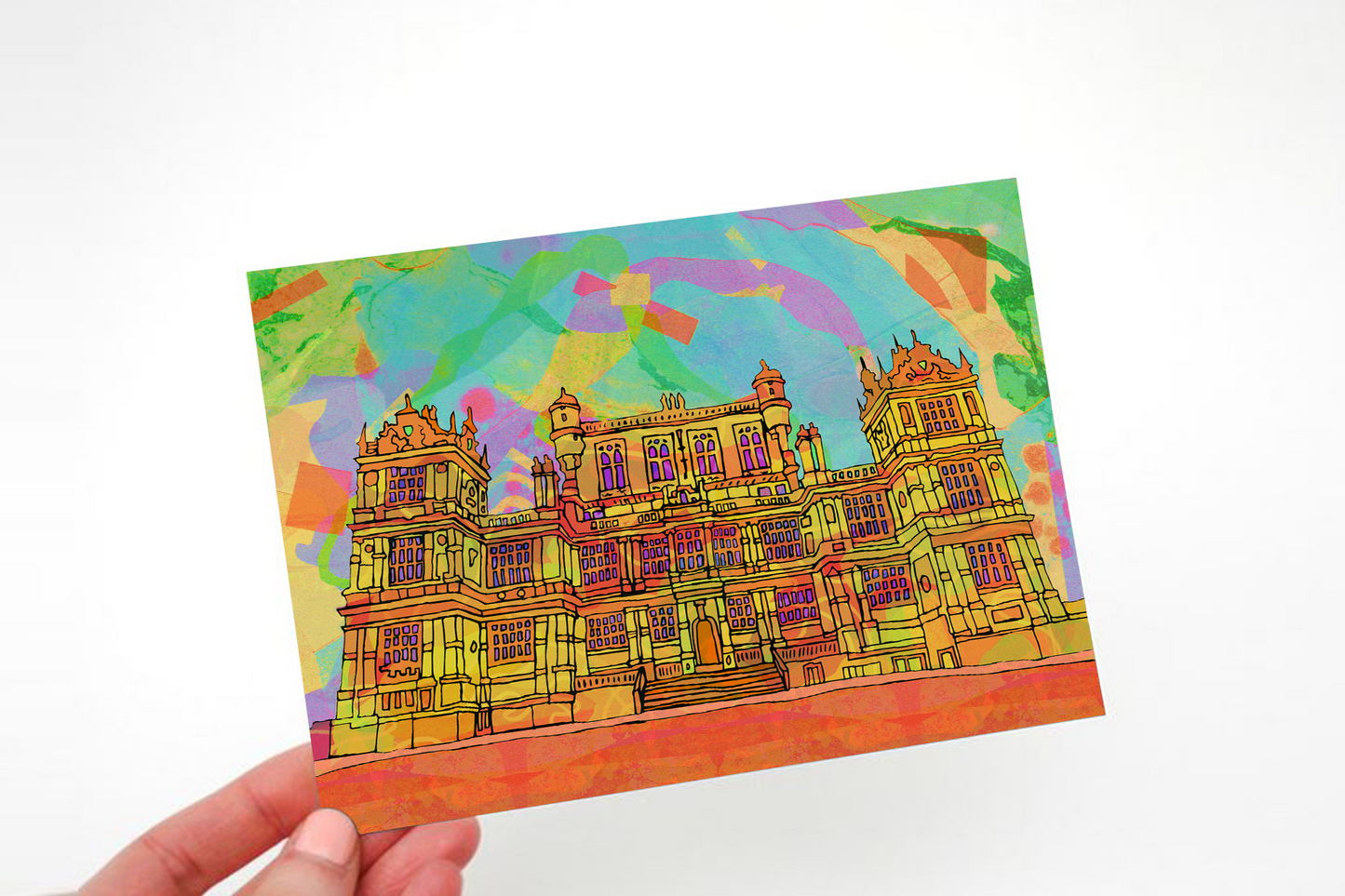 Nottingham Wollaton Hall Psychedelic Postcard image 1