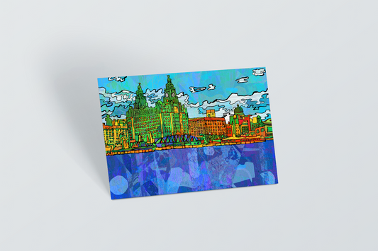 Liverpool Pier Head Psychedelic Postcard image 0