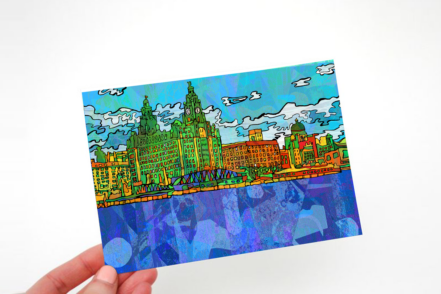Liverpool Pier Head Psychedelic Postcard image 2