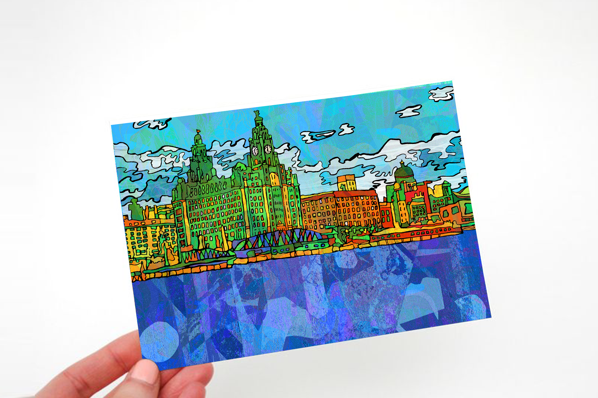 Liverpool Pier Head Psychedelic Postcard image 2