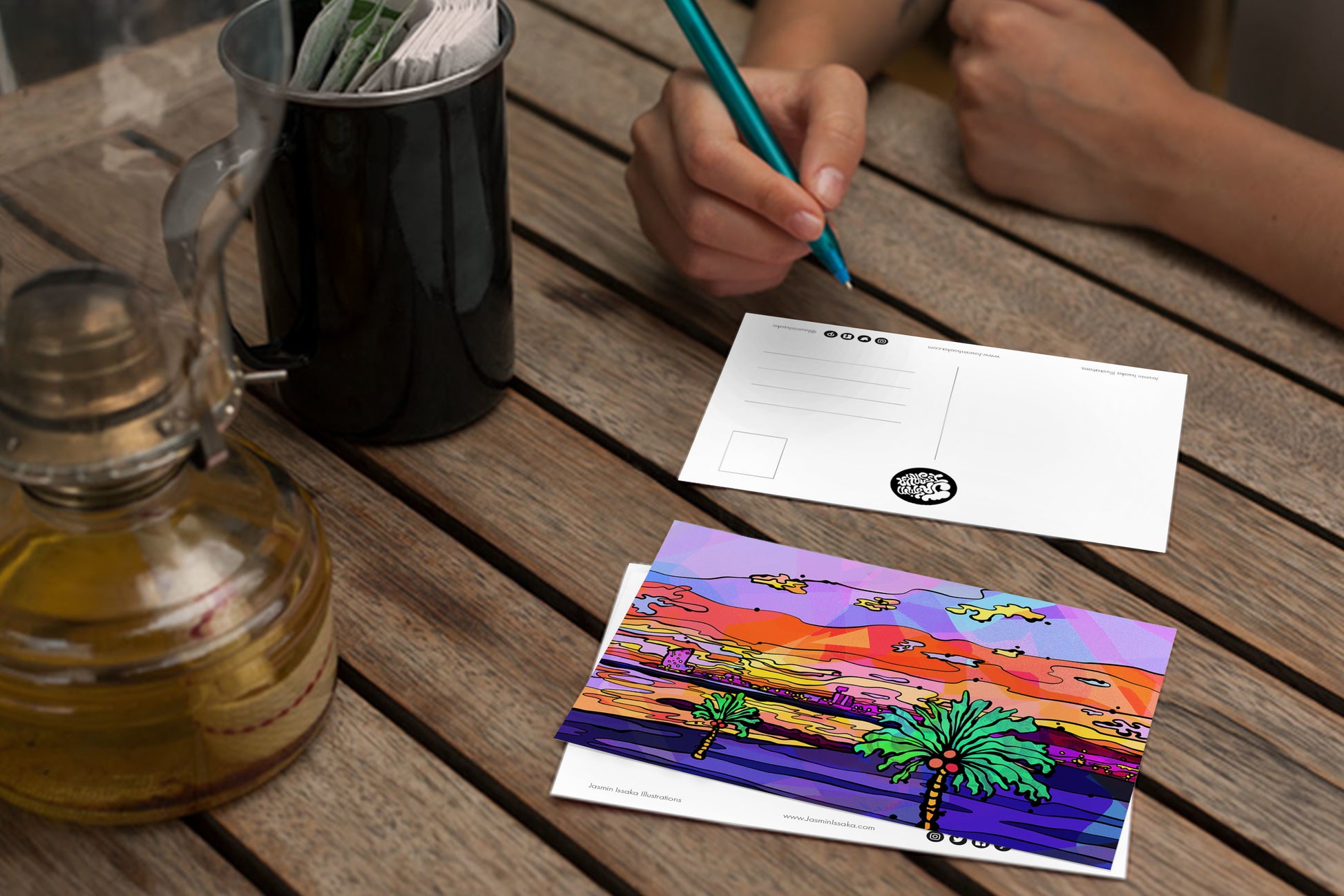 Barcelona Beach Psychedelic Postcard image 2