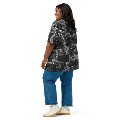 Black Marble Magic - Psychedelic Button-up Unisex Hawaiian Shirt  image 8