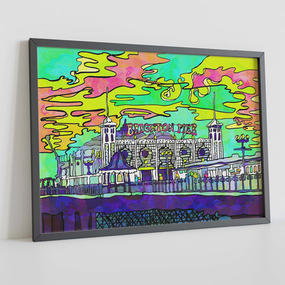 Brighton Palace Pier Psychedelic Art Print
