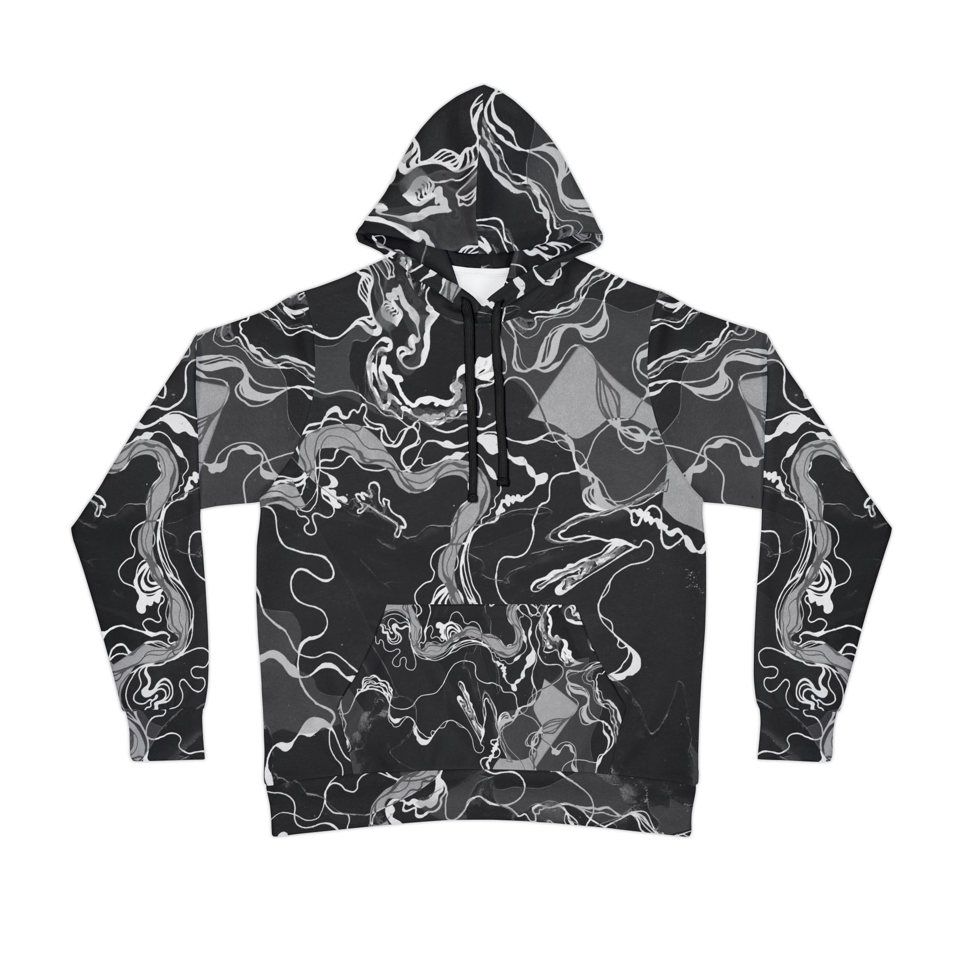 Black Marble Magic - UV Reactive Psychedelic Abstract Unisex Hoodie image 1