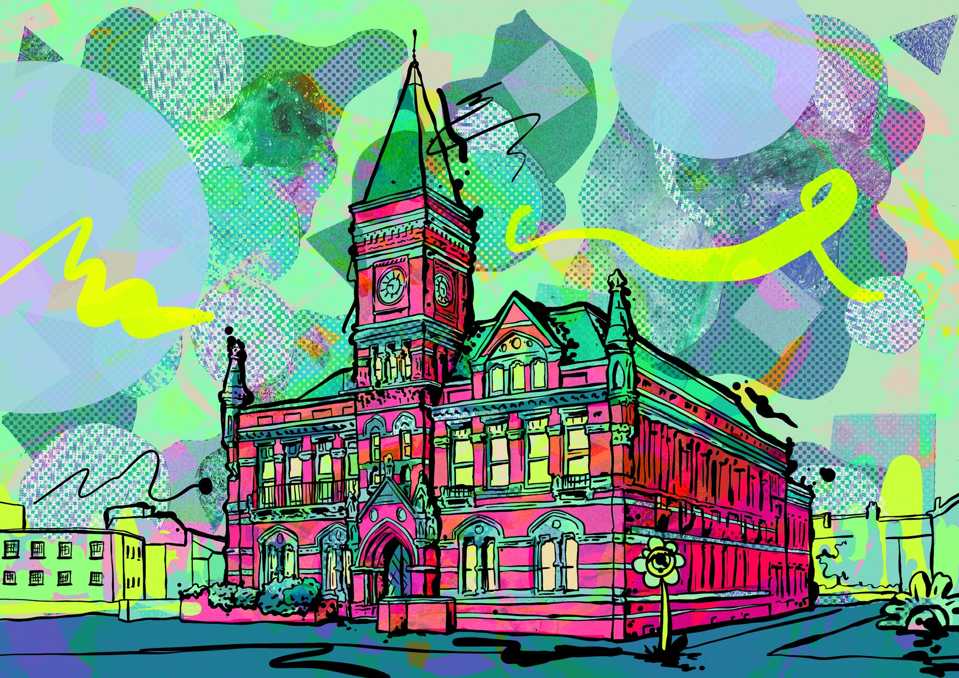 Psychedelic Art Print – Stretford Public Hall | Vibrant Manchester Wall Decor image 1