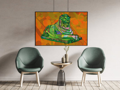 Nottingham Left Lion Statue Psychedelic Art Print image 1