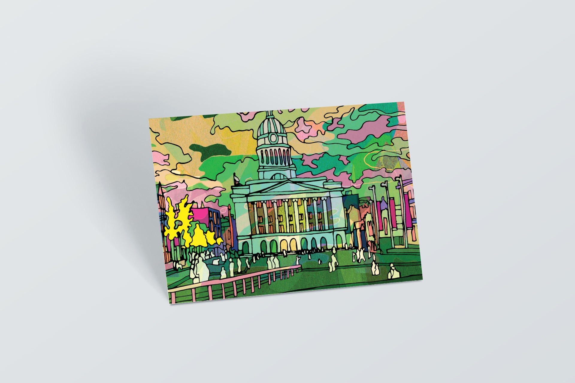 Nottingham Council House Psychedelic Postcard image 0