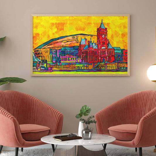 Cardiff City Psychedelic Art Print