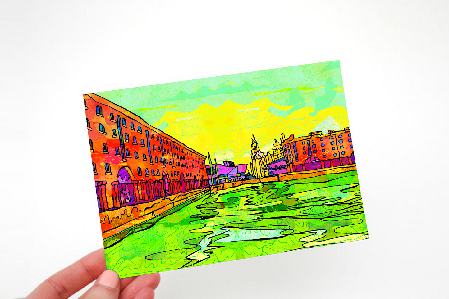 Liverpool Albert Docks Psychedelic Postcard image 2