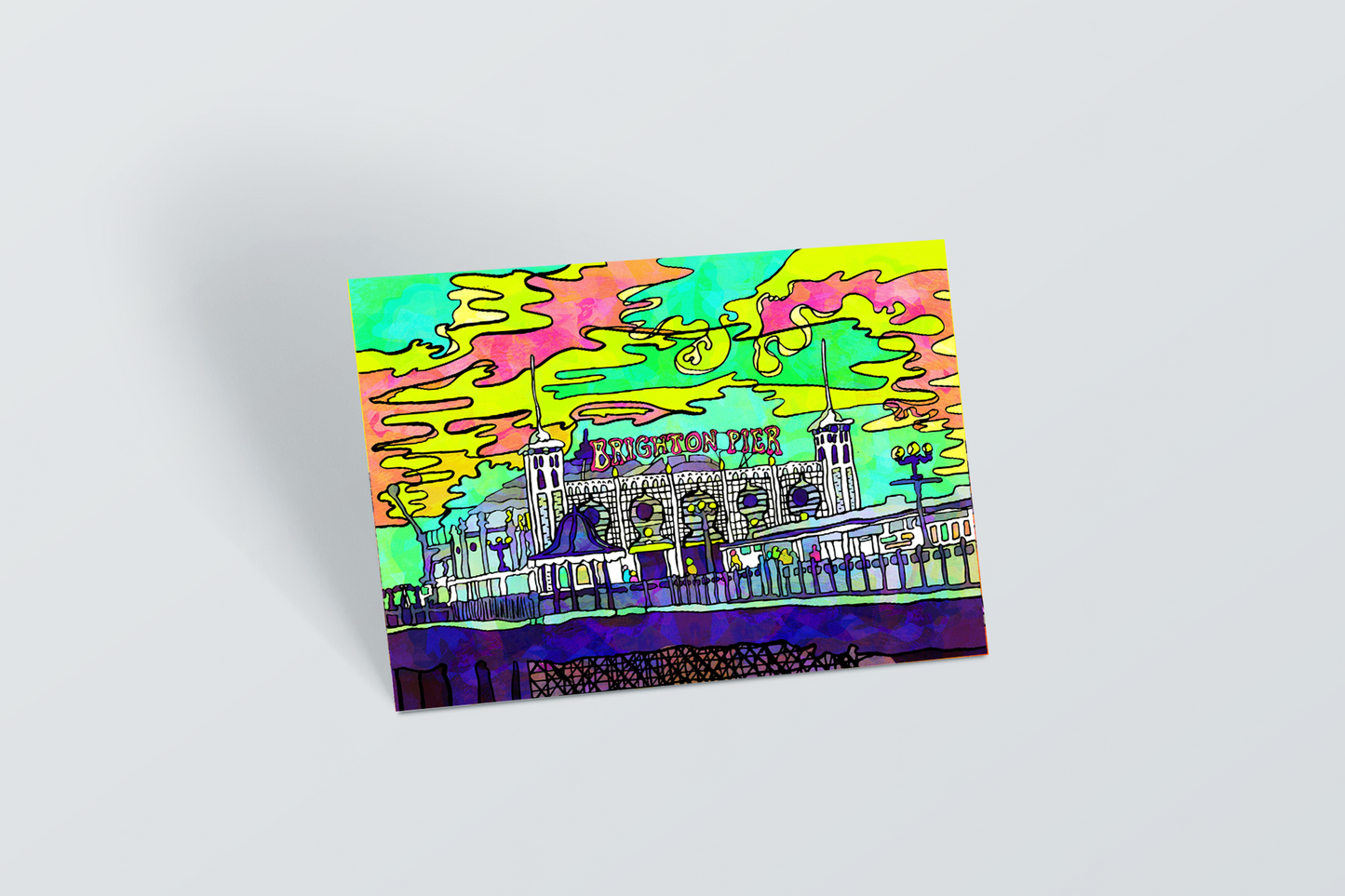 Brighton Palace Pier Psychedelic Postcard image 0