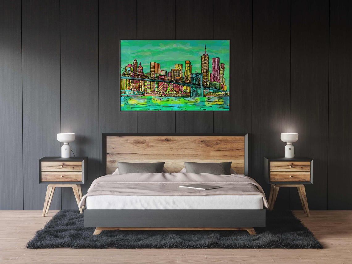 New York Brooklyn Bridge Psychedelic Art Print image 1