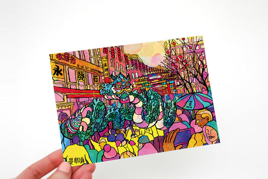 Manchester China Town Psychedelic Postcard image 0