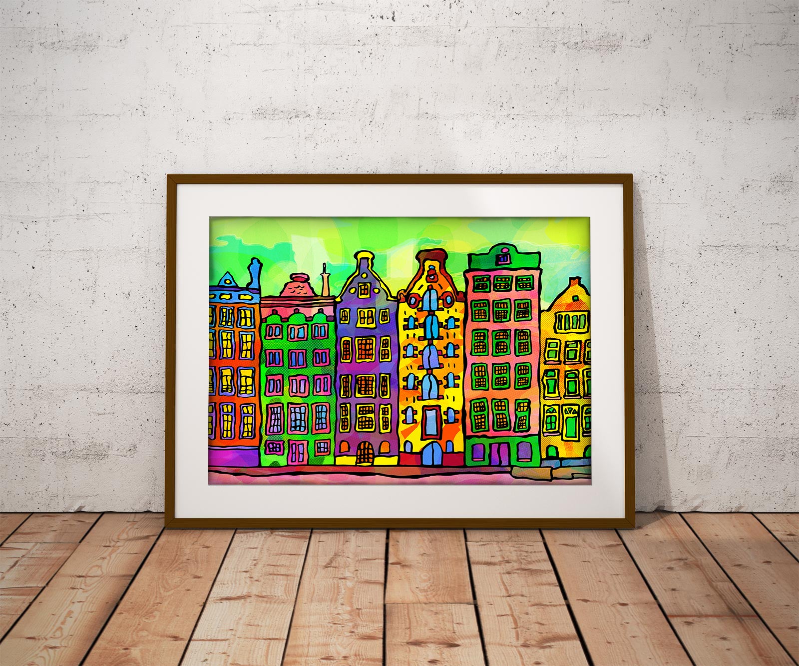 Amsterdam Canal Houses Psychedelic Art Print image 0