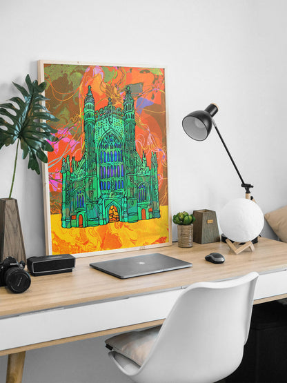 Bath Cathedral Psychedelic Art Print image 0