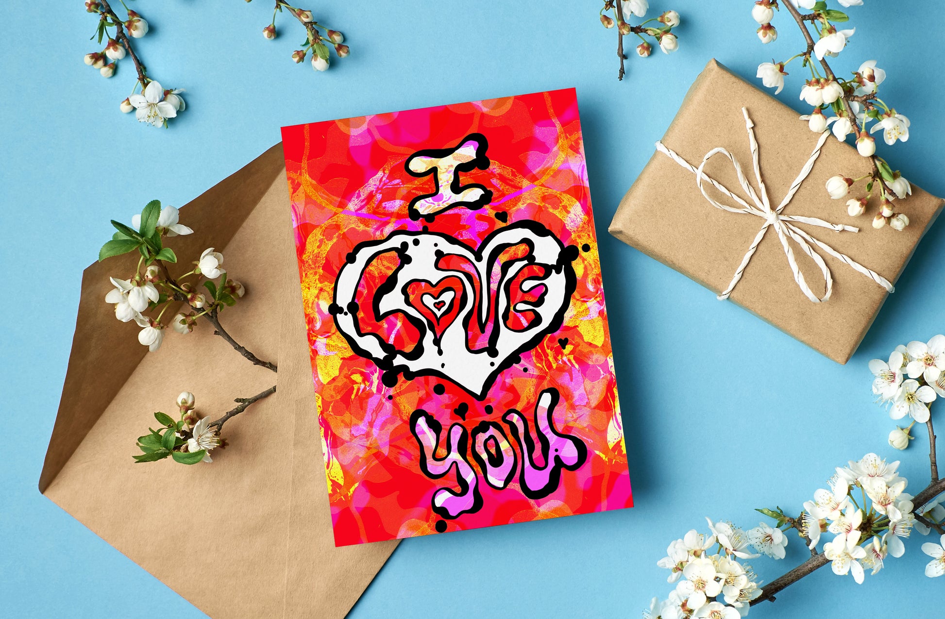I love you - Psychedelic Valentine Card image 1