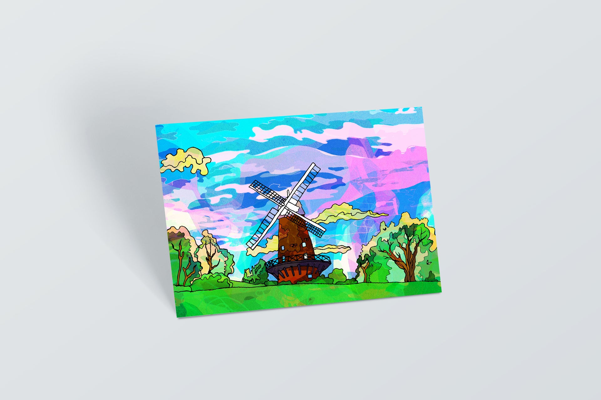 Sneinton Windmill Psychedelic Postcard image 0