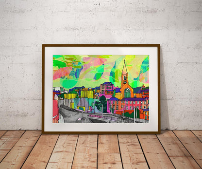 Nottingham City Skyline Psychedelic Art Print image 0