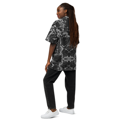 Black Marble Magic - Psychedelic Button-up Unisex Hawaiian Shirt  image 6