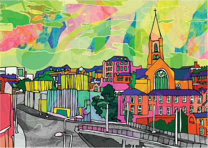 Nottingham City Skyline Psychedelic Art Print image 2