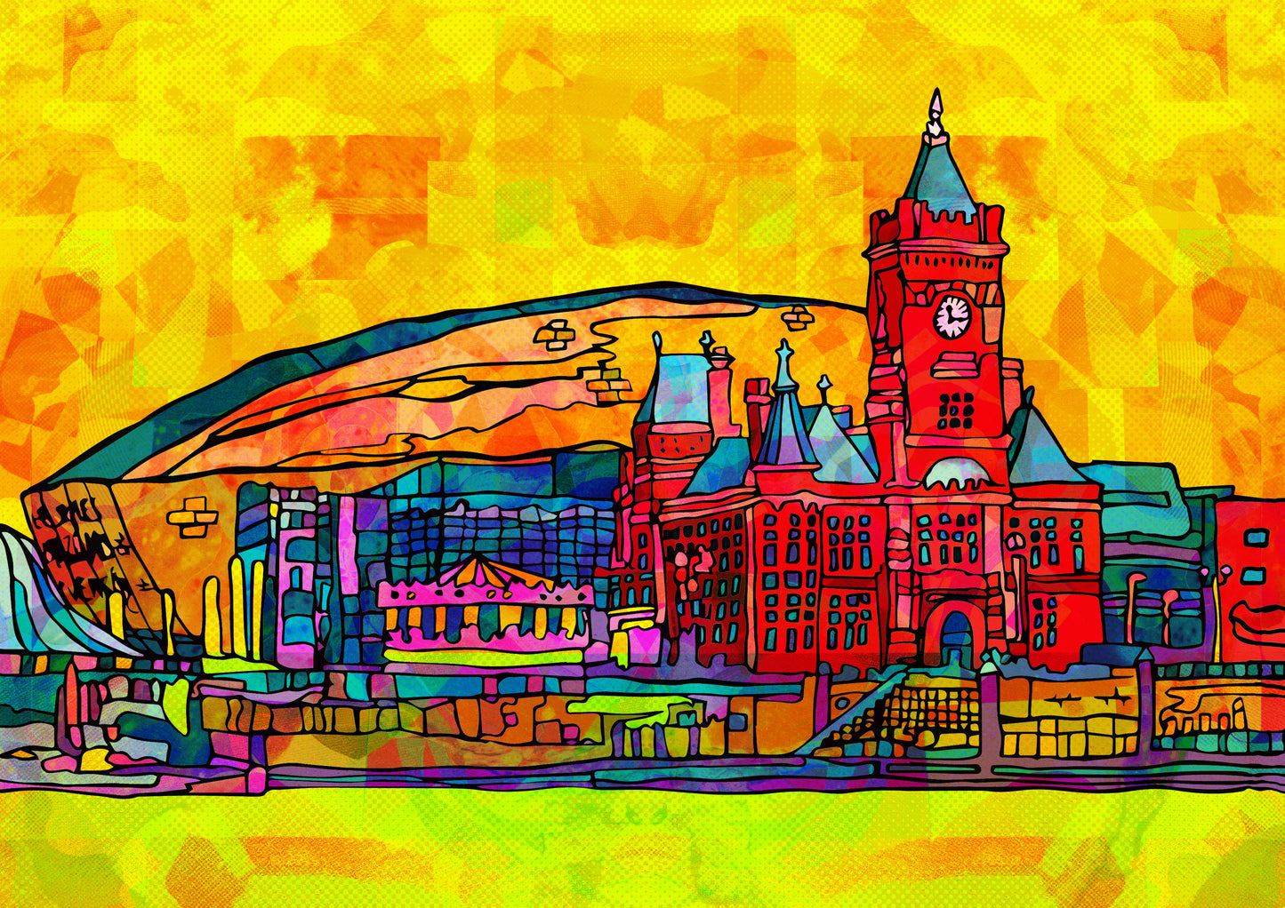 Cardiff City Psychedelic Art Print image 2