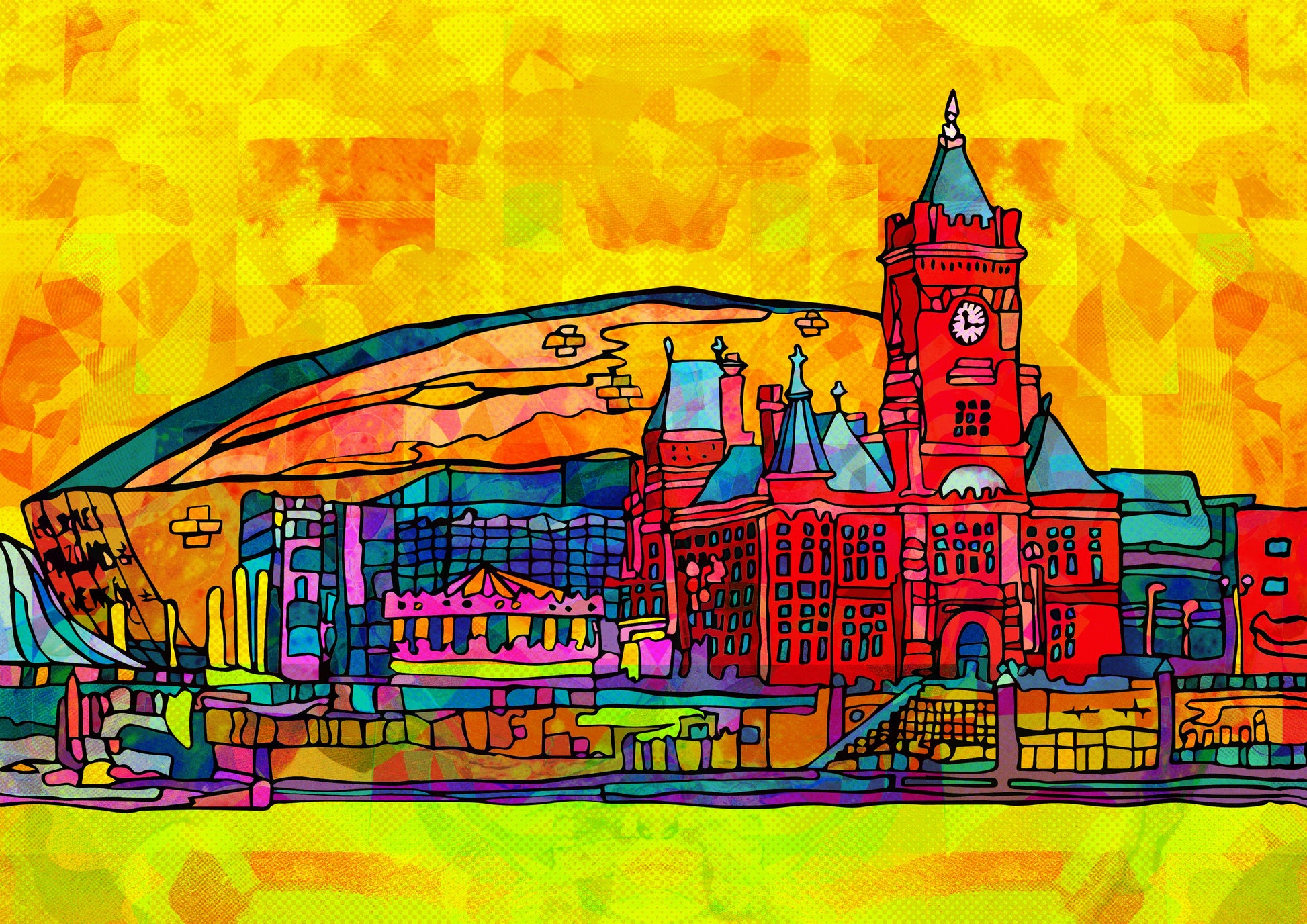 Cardiff City Psychedelic Art Print image 2